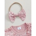 thumbnail image 6 of Suealasg Infant Girls Romper Dress 3M 6M 9M 12M 18M Baby Girls Spring Fall Clothes Newborn Girls Long Sleeve Floral Print Romper Dress Headband, 6 of 8