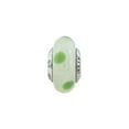 thumbnail image 3 of Fancy Bead White Sterling Silver Glass 12.73 mm 7.27 Reflections Lt Green Withgreen Dots Italian Murano Bead, 3 of 4