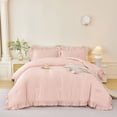 thumbnail image 4 of URBONUR 5Pcs Blush Pink King Bed in a Bag Ruffle Comforter Sets for Women Soft Lightweight Bedding Comforter Set Farmhouse Bed Sets for All Season(Blush Pink King), 4 of 10