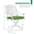 thumbnail image 3 of VIVIJASON Patio Swivel Dining Chairs Set of 2, All Weather Cast Aluminum Outdoor Dining Rocker Chairs, Patio Furniture Chair Set with Cushion for Balcony, Lawn, Garden, Backyard, White/Green Cushion, 3 of 7
