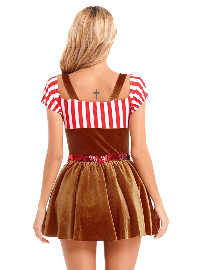 TSSOE Women's Christmas Dress Xmas Party Seuqins Candy Cane Striped Velvet  Dress Oktoberfest Brown Fancy Outfit Brown XL - Walmart.com