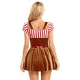 thumbnail image 3 of TSSOE Women's Christmas Dress Xmas Party Seuqins Candy Cane Striped Velvet Dress Oktoberfest Brown Fancy Outfit Brown S, 3 of 7