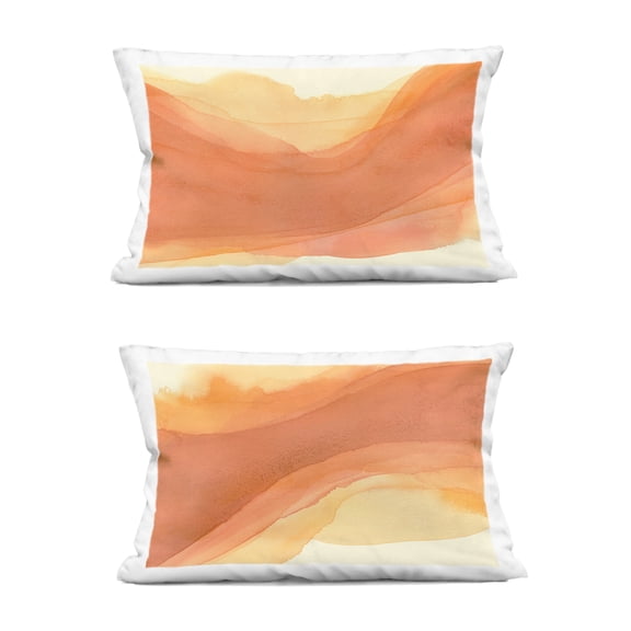 Stupell Industries Curving Orange Waves 14" x 20" Abstract Print Polyester Decorative Pillow Set, Zip Closure 2 Count
