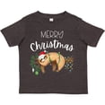 thumbnail image 3 of Inktastic Merry Christmas Cute Sloth with Santa Hat and Lights Boys or Girls Toddler T-Shirt, 3 of 5