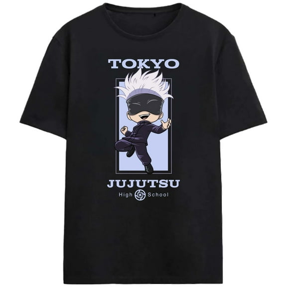 Jujutsu Kaisen Chibi Satoru Adult Black Crew Neck Short Sleeve T-shirt-Medium