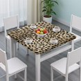 thumbnail image 3 of Brown and Black Leopard Print Square Fitted Tablecloth with Elastic Edge,Square Table Cover,Washable Elastic Table Cover for Home Kitchen Party Decor 36"x36", 3 of 6