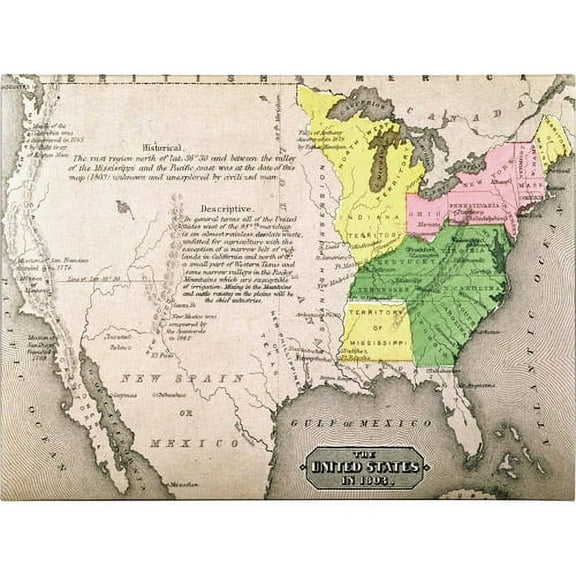 Trademark Fine Art Unknown Map of the United States in 1803 Canvas Wall Art - 22x32