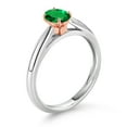 thumbnail image 3 of Gem Stone King 925 Sterling Silver and 10K Rose Gold Prongs Green Nano Emerald Solitaire Engagement Ring for Women (0.40 Cttw, Oval 6X4MM, Gemstone May Birthstone, Available in Size 5, 6, 7, 8, 9), 3 of 4