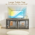 thumbnail image 6 of 86.2" Double Dog Crate Furniture for 2 Dogs,  Wooden Dog Kennel with Adjustable Bowls, Dog Crate Wooden TV Stand End Table for Large, Gray, 6 of 7