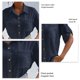 thumbnail image 5 of Camisa de negocios informal para mujer, media manga, cuello vuelto, bolsillos en el pecho con un solo pecho, Top holgado, azul purpúreo S, 5 of 6