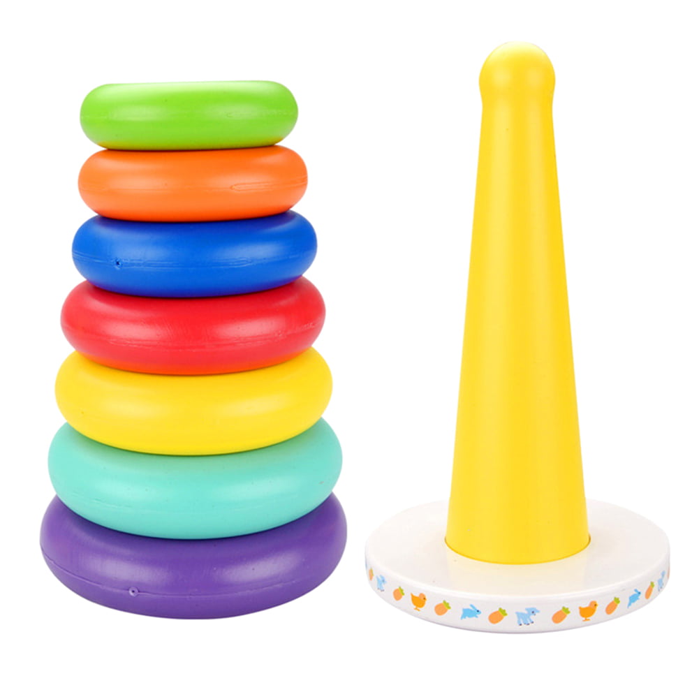Rock A Stack Educational Colourful Stacking Sorting Rings Baby Toy Emoji Face 
