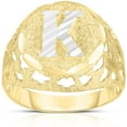 thumbnail image 1 of Floreo Men's 10k Yellow Gold Round Two-Tone Gold A-Z Initial Ring, Sizes 5 - 11, 1 of 4