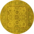 thumbnail image 1 of Ahgly Company Machine Washable Indoor Round Oriental Yellow Industrial Area Rugs, 8' Round, 1 of 4