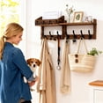 thumbnail image 6 of 29-Inch Wooden Wall Mount Coat Rack with Shelf - 4-in-1 Entryway Organizer with 11 Hooks & Mail Holder, 6 of 7