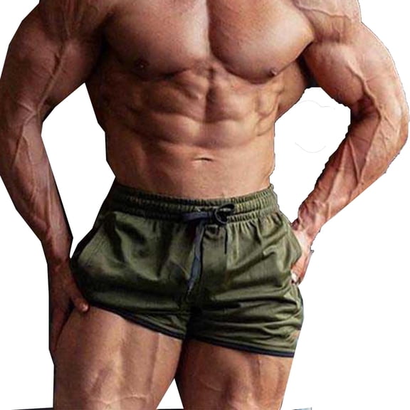 Hurxie Mens Workout Shorts with Pocket Lightweight Gym Running Shorts Linerless Bodybuilding Athletic Shorts Green,3XL