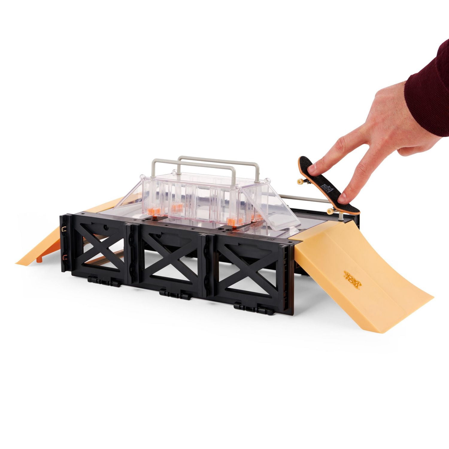 Tech Deck, Play and Display Transforming Ramp Set and Carrying Case with Exclusive Fingerboard, Kids Toy for Ages 6 and up