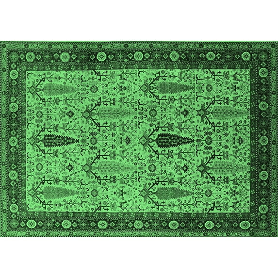 Ahgly Company Indoor Rectangle Oriental Emerald Green Industrial Area Rugs, 8' x 12'