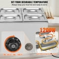 thumbnail image 3 of KFFKFF 24QT Commercial Food Warmer, 5-Pan Electric Steam Table, 1200W Professional Countertop Stainless Steel Buffet Bain Marie with 86-185°F Temp Control, 3 of 9