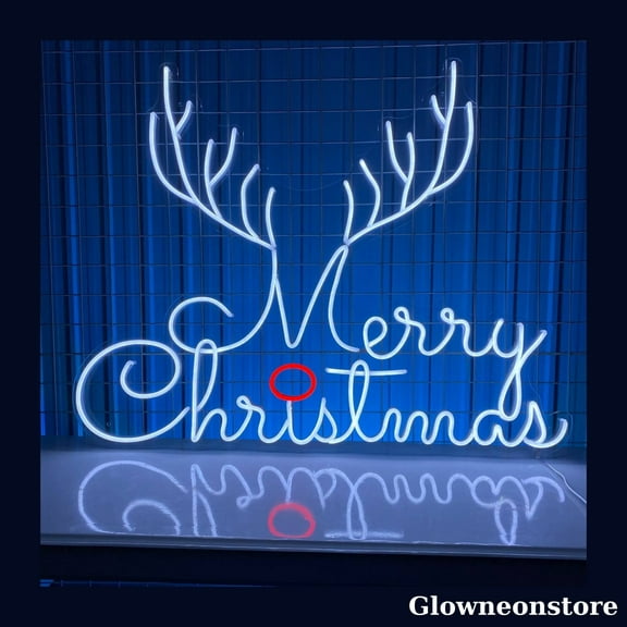Glowneon Merry Christmas Neon Sign, Christmas Reindeer Led Light, Noel Gifts, Christmas Decor