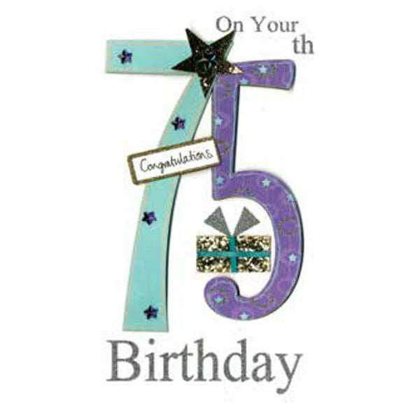 Handmade "Champagne" Greeting Card 75th Birthday Star & Giift