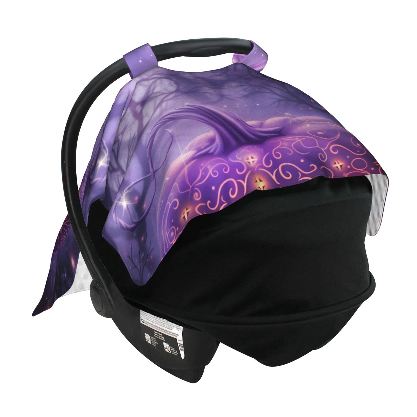 Car Seat Cover Baby - Halloween Purple Carved Pumpkin Breathable Infant Car Seat Cover for Baby Carseat, Lightweight Comfort Baby Essentials Must Haves Newborn Stuff for Girl Boy