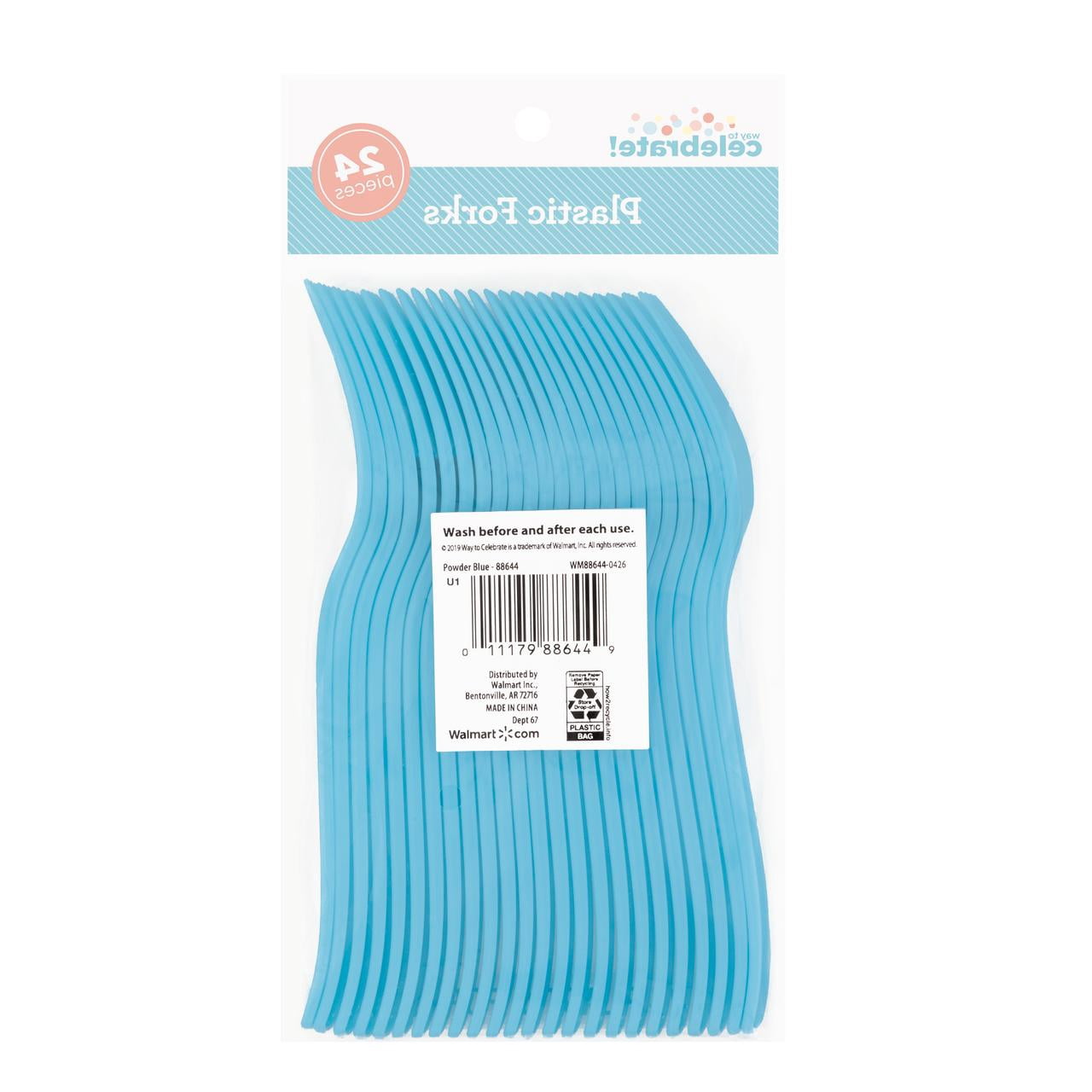 (6 pack) 24 Count Blue Disposable Plastic Forks by Way To Celebrate