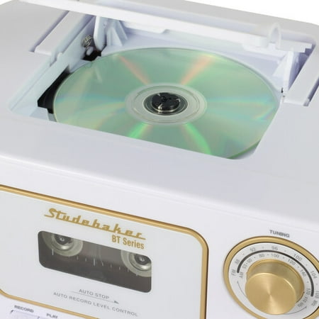 Studebaker - BT Series Portable Bluetooth CD Player with AM/FM Stereo - White