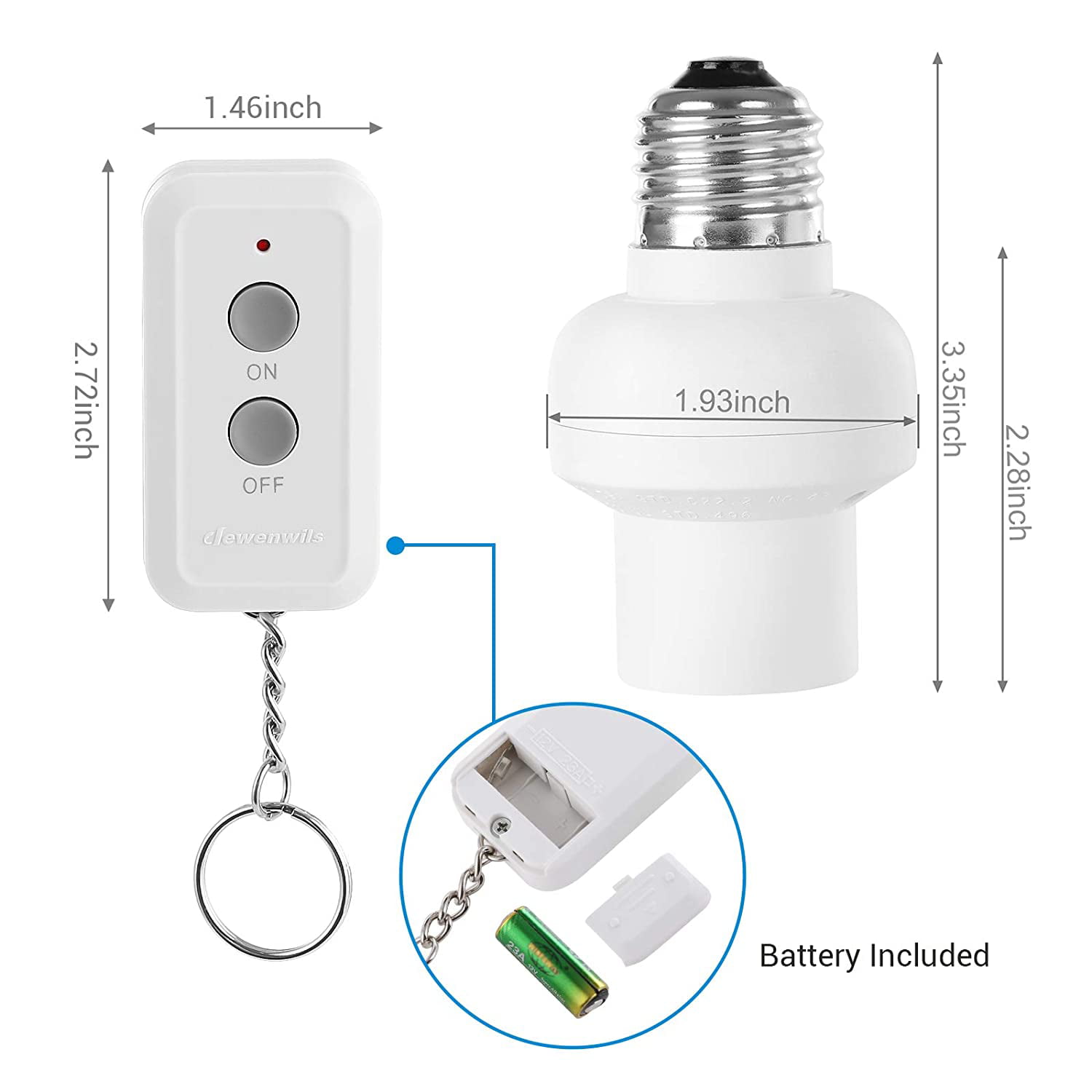 DEWENWILS Remote Control Light Bulb Socket, Wireless Light Socket Switch  Kit, Remote Light Socket E26/E27 Base for Pull Chain Light Fixture –  Dewenwils