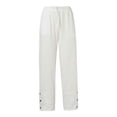 thumbnail image 4 of Summer Pants for Women Fashion Solid Nine Point Pants Casual Loose And Versatile Elastic Waist And Fall Jumpsuits for Women Formal Linen Suit Long Suit Casual Petite Wide Leg White 2XL, 4 of 5