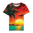 thumbnail image 3 of Hvyesh Womens Hawaiian Shirt Palm Trees Beach Graphic Tee Tops Summer Vacation Short Sleeve Tshirt Tops Casual Round Neck Blouses, 3 of 5