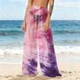 thumbnail image 5 of Gamivast Swimsuit Cover up Pants for Women High Waisted Mesh Beach Trousers Wide Leg Sheer Flowy Bottoms Summer Vacation Pool Party Swimwear, 5 of 7