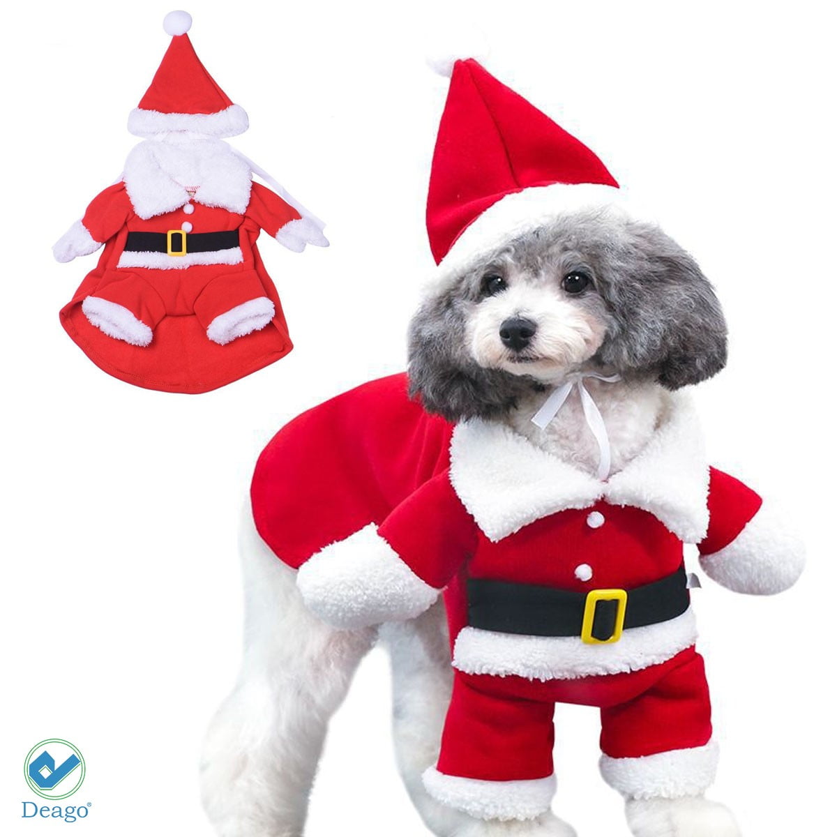 Deago Dog Cat Christmas Santa Claus Costume, Funny Pet Cosplay Outfits
