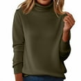thumbnail image 3 of WHEANG Long Sleeve Shirts For Women Turtleneck Long Sleeve Knitted Pullover Wool Blend Warm Cozy Ribbed Cuffs Casual Winter Top 1Pc Green S-3Xl, 3 of 5