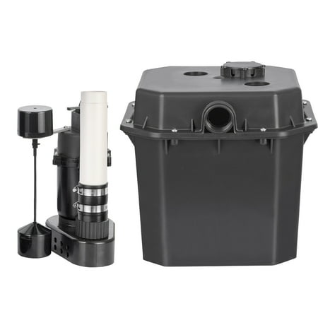 KFFKFF Sink Pump System, 1/3 HP, 120-Volt, 2900 GPH Capacity, 25 ft Elevation, Under-Sink Sump Pump Kit with 6 Gallon Reservoir, Auto Utility/Laundry Sink Pump, Drainage Pump with 1-1/2" NPT Exit