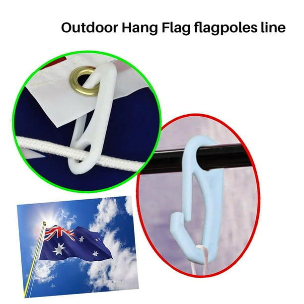 Flagpole Rope Clips String Flag Pole Hooks Kit 1/4 Inch 50 Ft Nylon