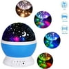 Sun And Star Lighting Lamp 4 LED Bead 360 Degree Romantic Room Rotating Cosmos Star Projector With 59 Inch USB Cable, Light Lamp Starry Moon Sky Night Projector Kid Bedroom Lamp for Christmas (Blue)
