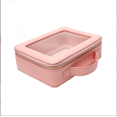 thumbnail image 1 of Bolsa de maquillaje transparente con cremallera, estuche de viaje para cosméticos, organizador de belleza para mujeres y niñas, kits de bolsa de maquillaje de piel Saffiano resistente con ventanas tr Namotu CRMR-ST25, 1 of 6