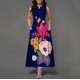 thumbnail image 2 of Vestido largo informal sin mangas con estampado de flores para mujer, cuello en V, estilo bohemio retro, 2 of 5