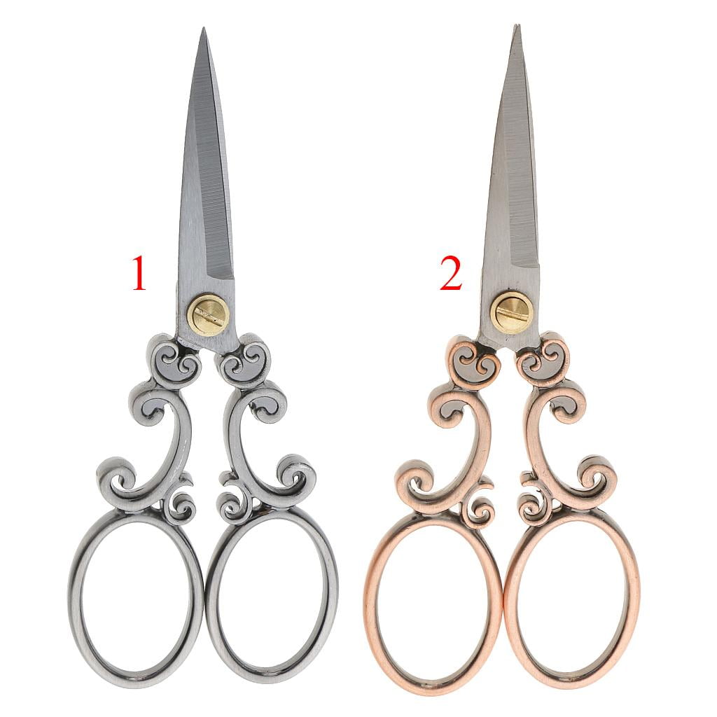 HOMYL 2Pcs Vintage Stainless Steel Tailor Scissors Sewing Dressmaking Fabric Shears