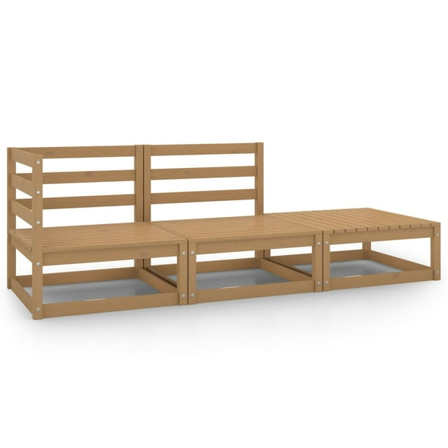 vidaXL Ensemble de Salon de Jardin 3 Pcs Brun Miel en Pin Massif