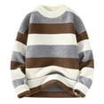 thumbnail image 2 of kakina CMSX Mens Fall Winter Striped Warm Knit Pullover Sweater,Casual Loose Round Neck Color Block Sweaters Comfortable Thicken Plus Size Knitted Sweater, 2 of 7