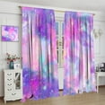 thumbnail image 5 of Purple Pink Galaxy Curtains for Girls Bedroom, Abstract Tie Dye Watercolor Starry Sky Marbled Galaxy Window Curtains for Living Room Kitchen, 84" W X 84" L, 5 of 6
