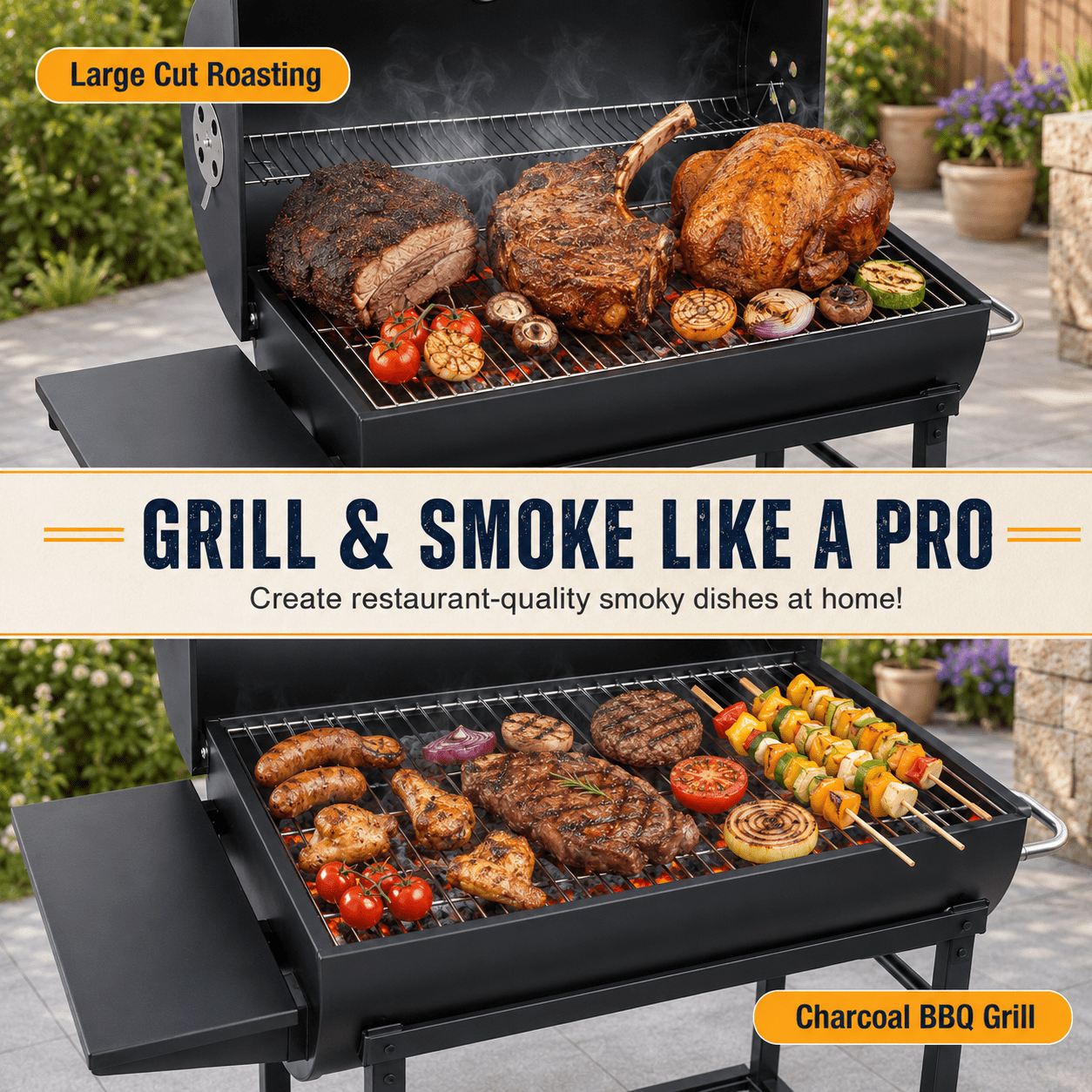 laraVist Portable Charcoal Grill with 450 SQ In Cooking Area