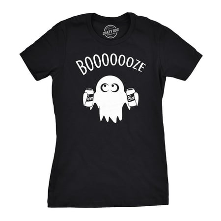 Womens Booooze Funny T shirts Halloween Ghost Costume Tee Retro Novelty T shirt