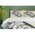 thumbnail image 4 of Ambesonne Charcoal Grey Duvet Cover Sets, Japanese Dumplings, 2-Queen, Pastel Green White, 4 of 7