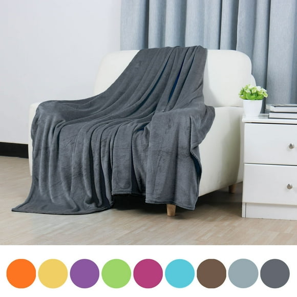 PiccoCasa 1 Pcs Home Warm Soft Microplush Fleece Solid Throw Blanket Dark Gray 59" x 78"