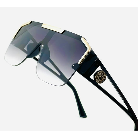 Oversize Flat Lens Fashion Sunglasses Black Lens