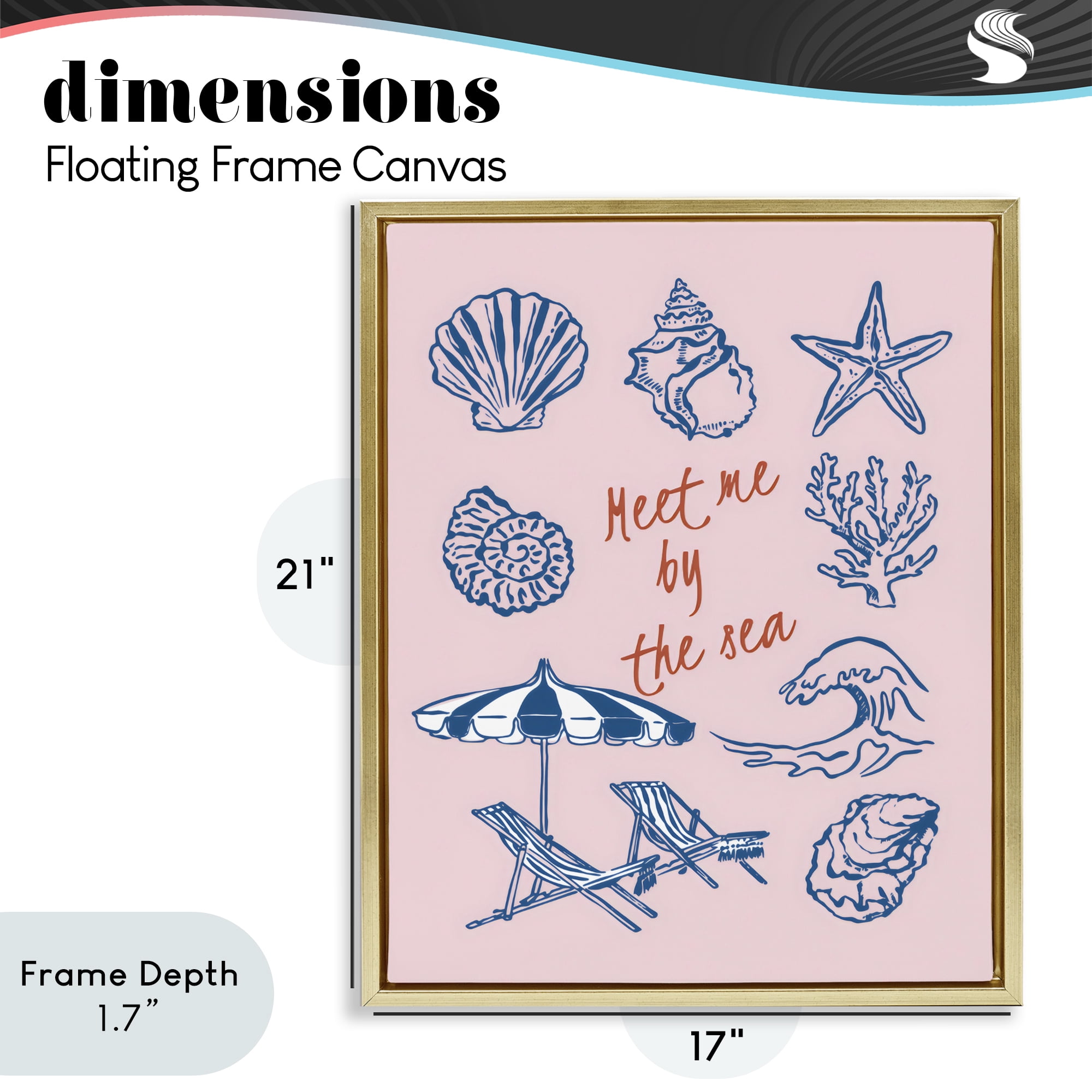 Stupell Industries Meet Me By The Sea Gold Framed Floater Canvas Wall Art, design by The Prints Vibe