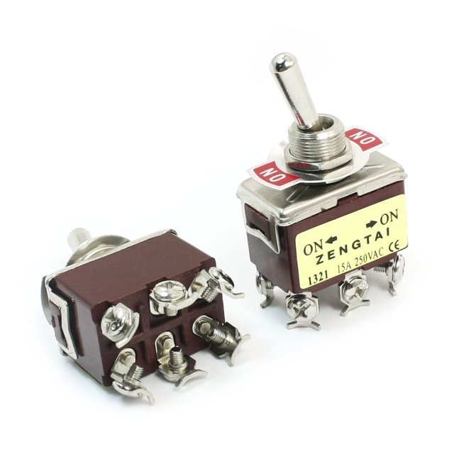 Unique Bargains DPDT ON/ON 2 Position Power Control Toggle Switch AC 250V 15A E-TEN1321 2pcs
