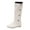 White, variant on Women's Slip On Fleece Lined Winter Boots Hidden Wedge Non Slip Knee High Booties Snap Wide Calf Flat Riding Boots White Size 10